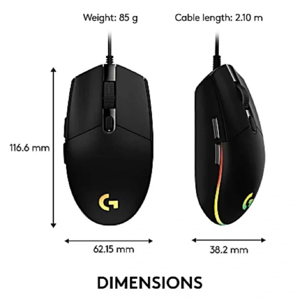 Logitech G203 LIGHTSYNC Optical Gaming Mouse - Black